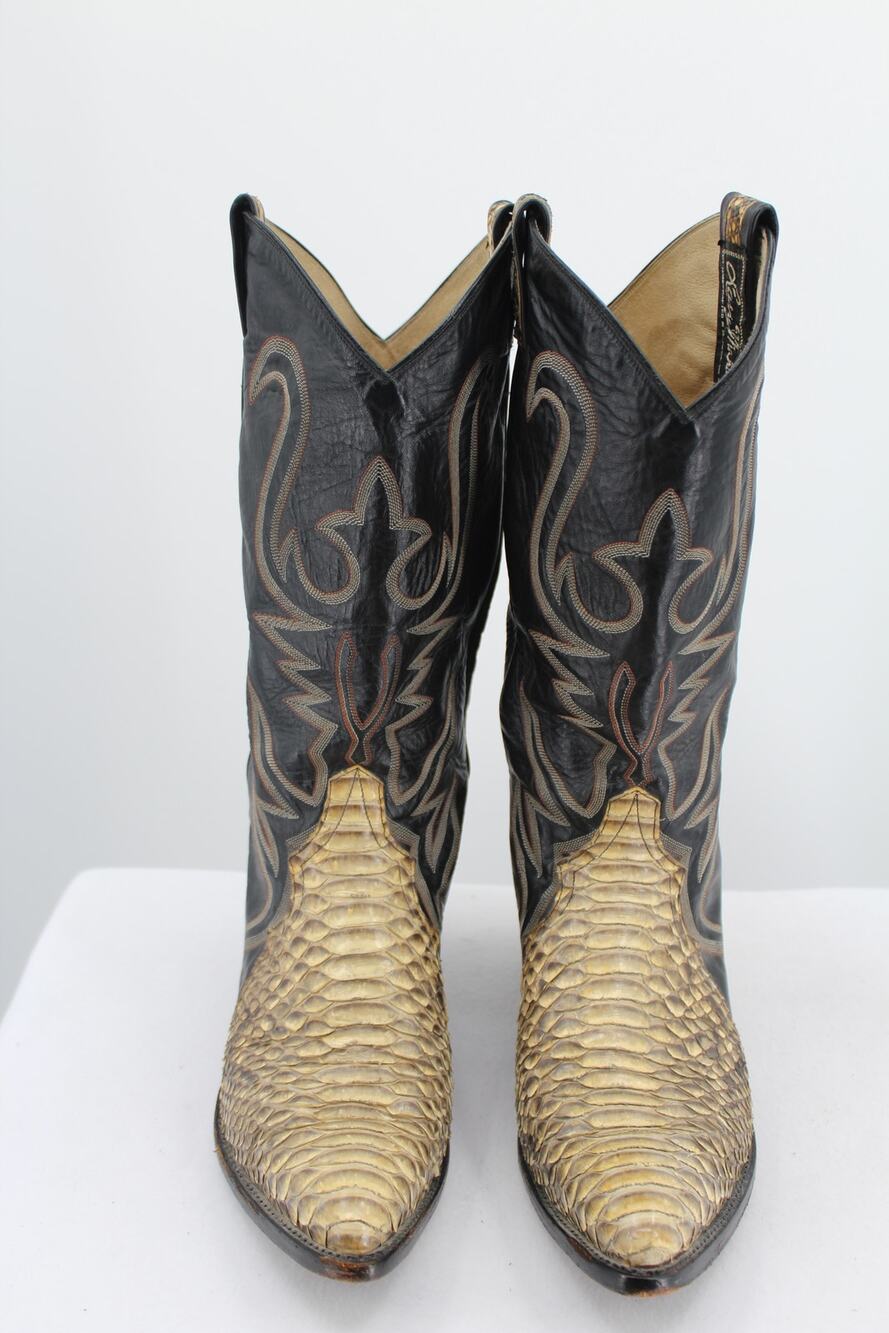 Larry Mahan Mens Python Cowboy Boots Size 9